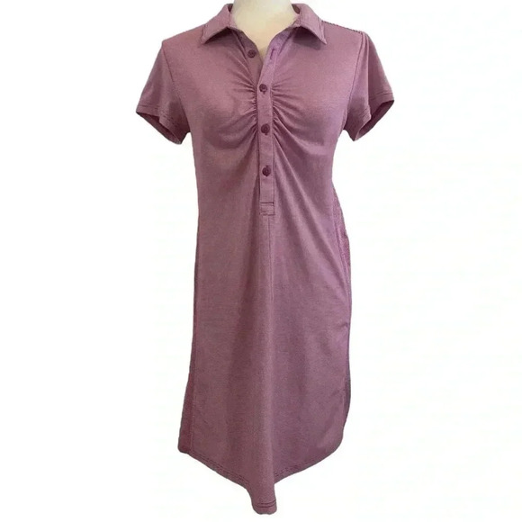Prana Kinley Striped Short Sleeve Polo Shirt Dress - Picture 1 of 10